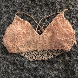 Pink lace bikini top